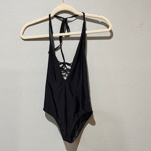 Volcom Black Swimsuit with Geometric Lining